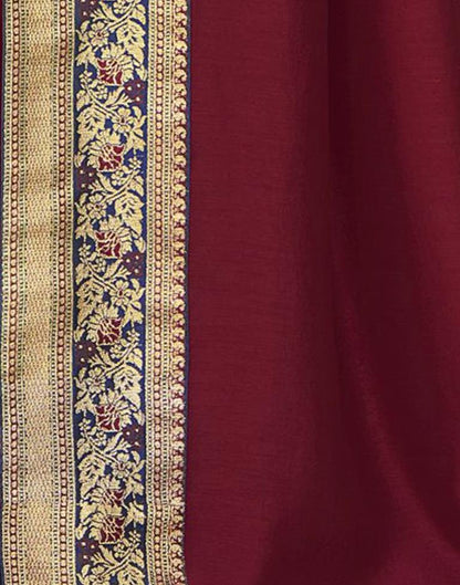 Maroon Silk Plain Saree | Sudathi