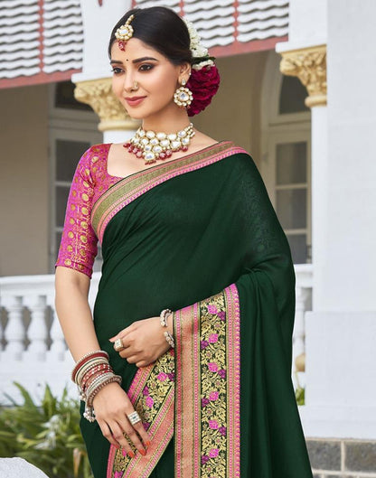 Green Silk Plain Saree | Sudathi