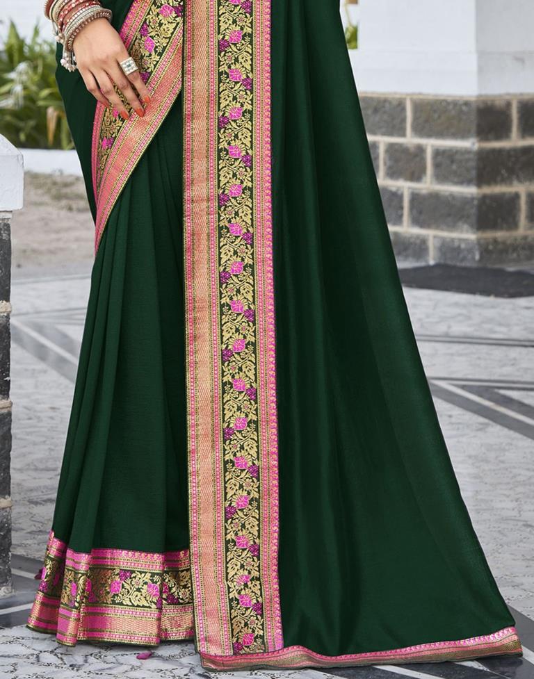 Green Silk Plain Saree | Sudathi