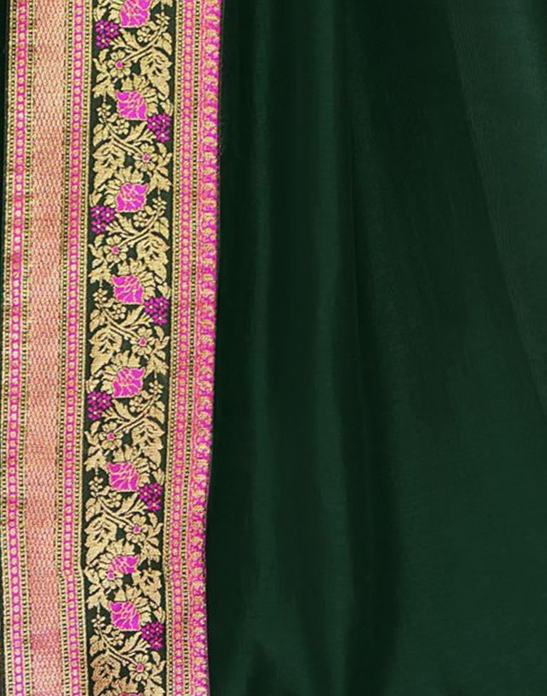 Green Silk Plain Saree | Sudathi