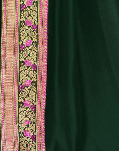 Green Silk Plain Saree | Sudathi