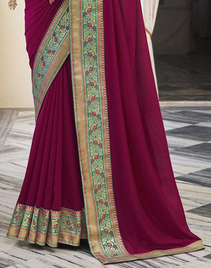 Dark Pink Silk Plain Saree | Sudathi