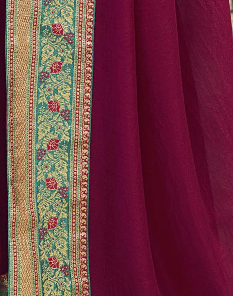 Dark Pink Silk Plain Saree | Sudathi