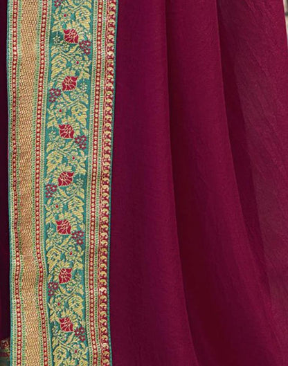 Dark Pink Silk Plain Saree | Sudathi