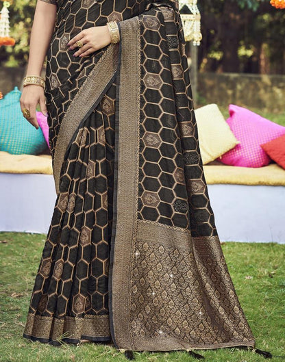 Black Banarasi Silk Weaving Saree | Leemboodi