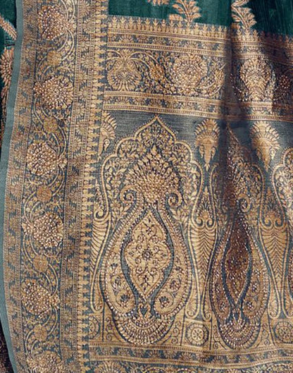 Teal Blue Banarasi Silk Weaving Saree | Leemboodi