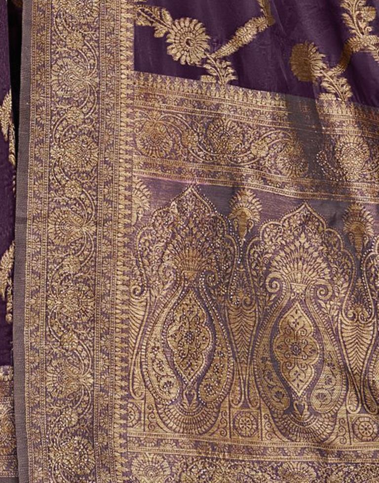 Wine Banarasi Silk Weaving Saree | Leemboodi