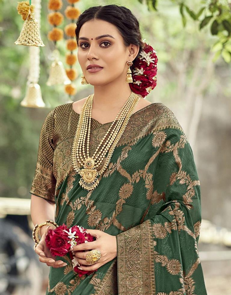 Green Banarasi Silk Weaving Saree | Leemboodi