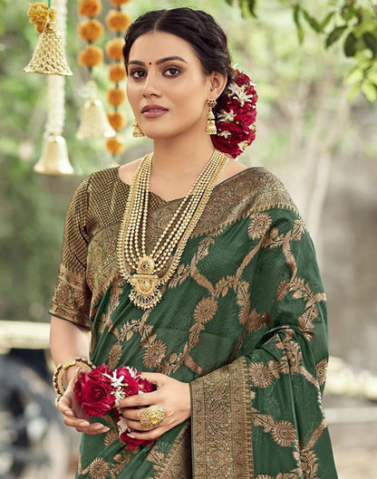 Green Banarasi Silk Weaving Saree | Leemboodi