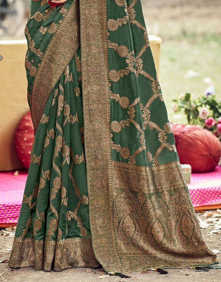 Green Banarasi Silk Weaving Saree | Leemboodi