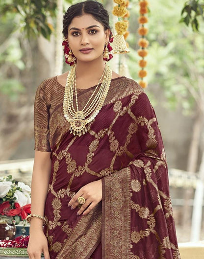 Maroon Banarasi Silk Weaving Saree | Leemboodi