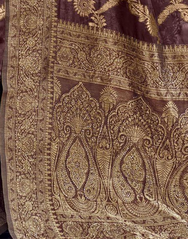 Brown Banarasi Silk Weaving Saree | Leemboodi