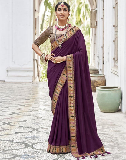 Wine Silk Plain Saree | Sudathi