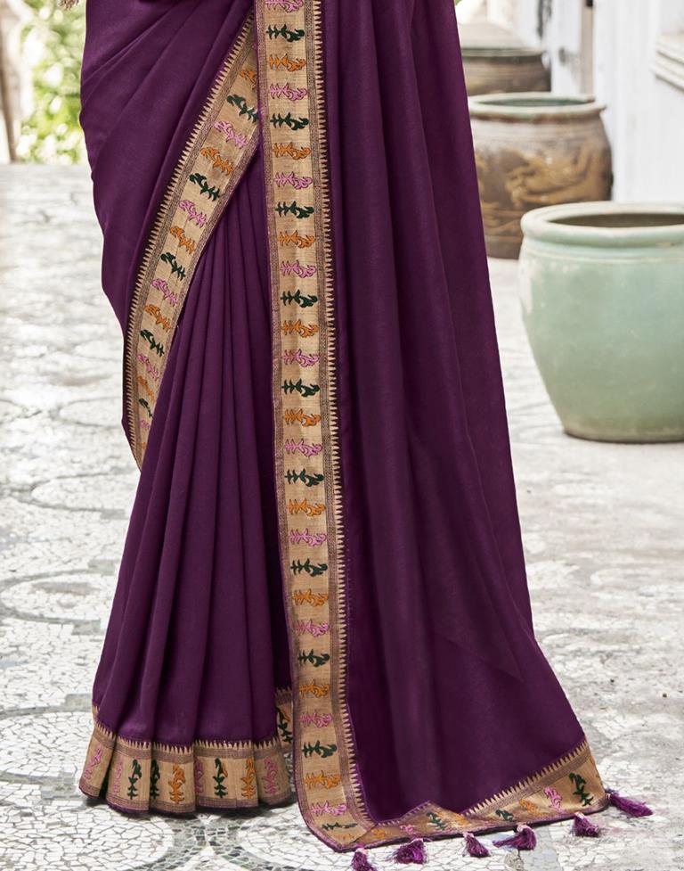 Wine Silk Plain Saree | Sudathi