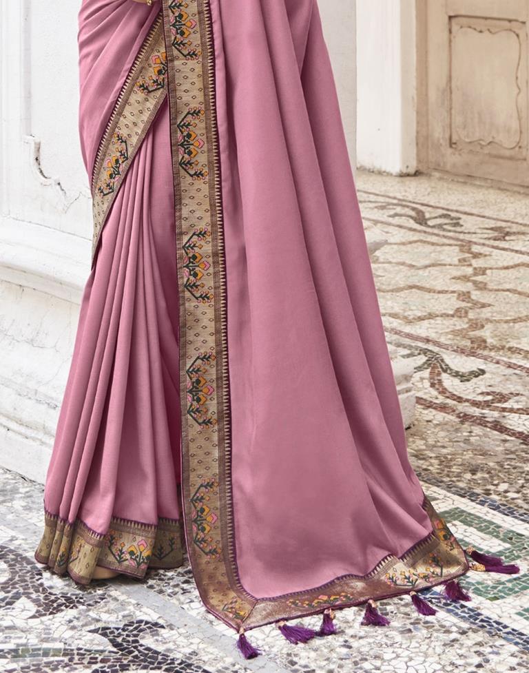 Light Pink Silk Plain Saree | Sudathi