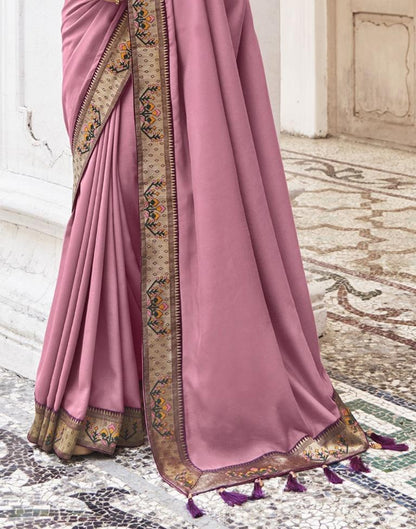 Light Pink Silk Plain Saree | Sudathi