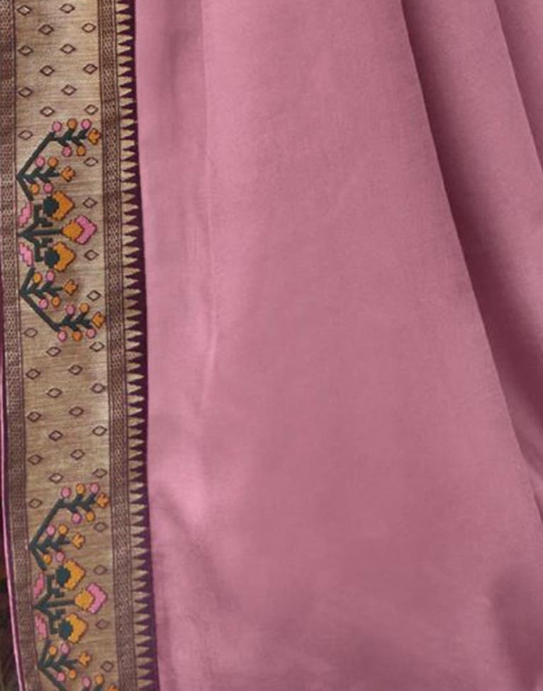 Light Pink Silk Plain Saree | Sudathi