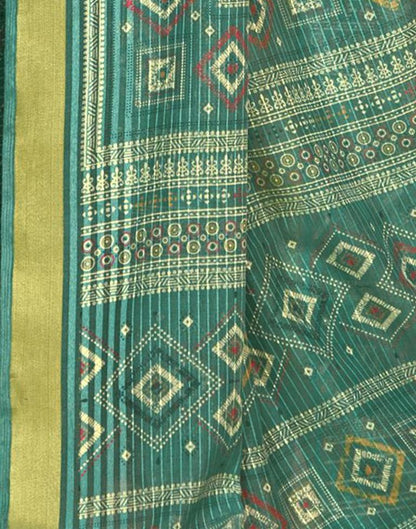 Rama Green Cotton Printed Saree | Leemboodi