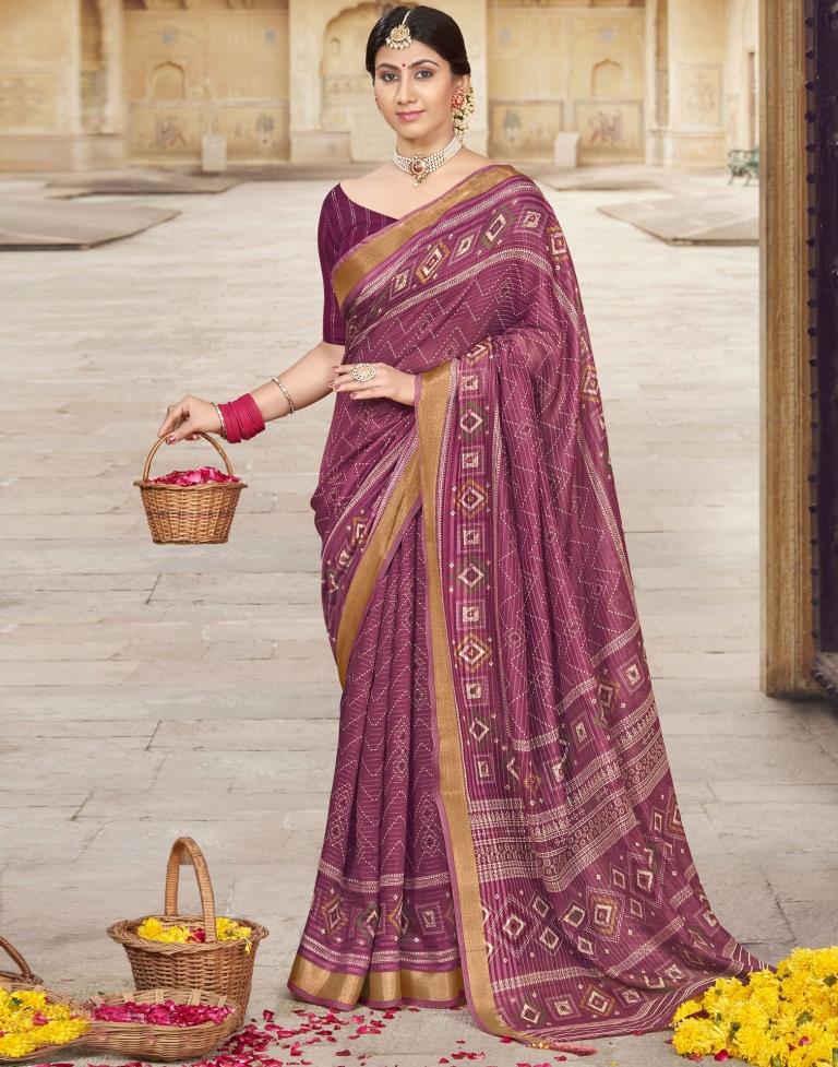 Dusty Pink Cotton Printed Saree | Leemboodi