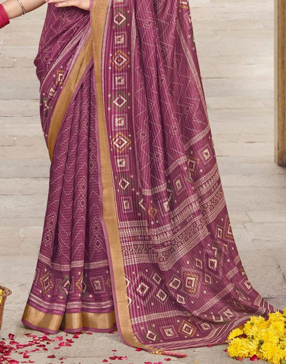 Dusty Pink Cotton Printed Saree | Leemboodi