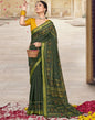 Dark Green Cotton Printed Saree | Leemboodi