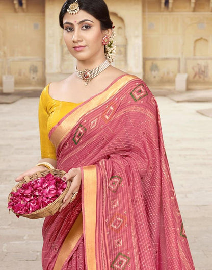 Pink Cotton Printed Saree | Leemboodi