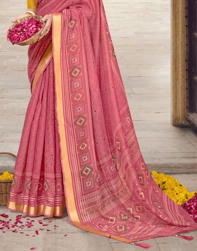 Pink Cotton Printed Saree | Leemboodi