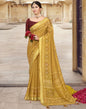 Mustard Yellow Cotton Printed Saree | Leemboodi