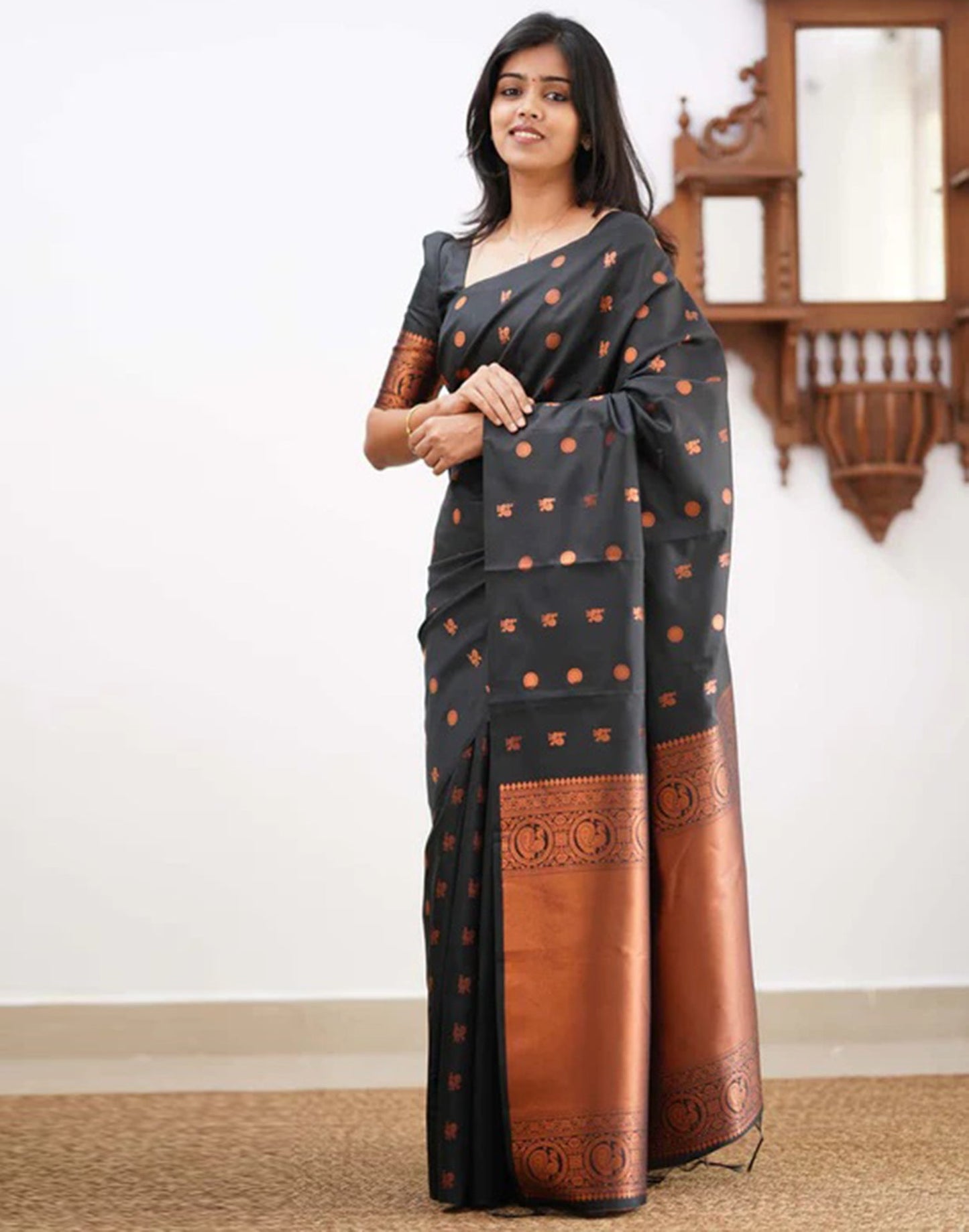 Black Silk Weaving Saree