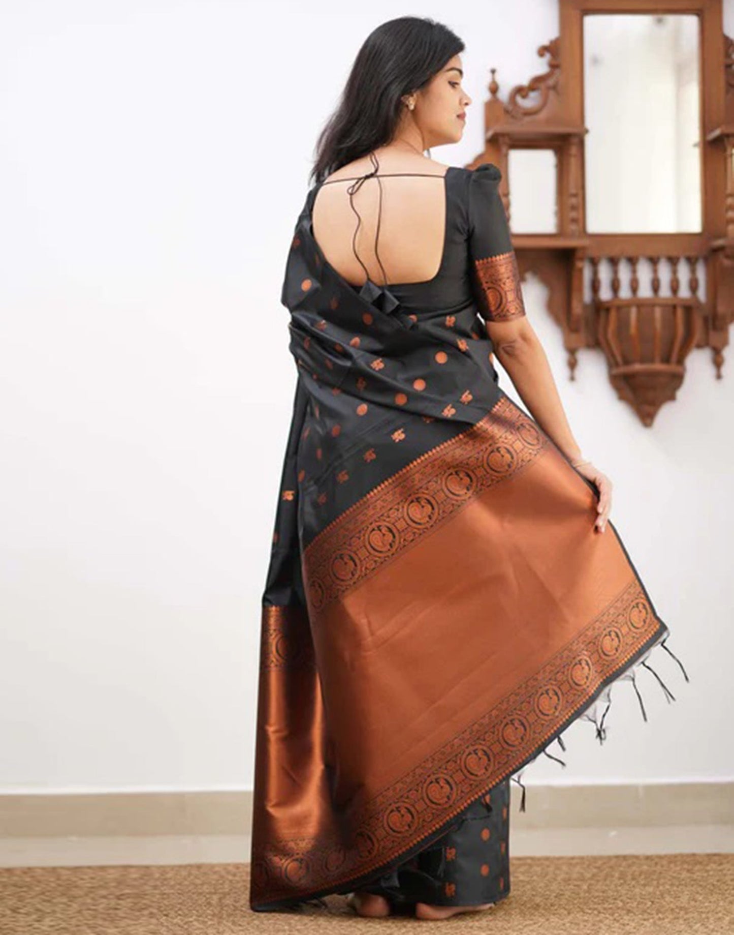 Black Silk Weaving Saree