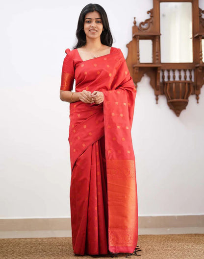 Red Silk Weaving Saree