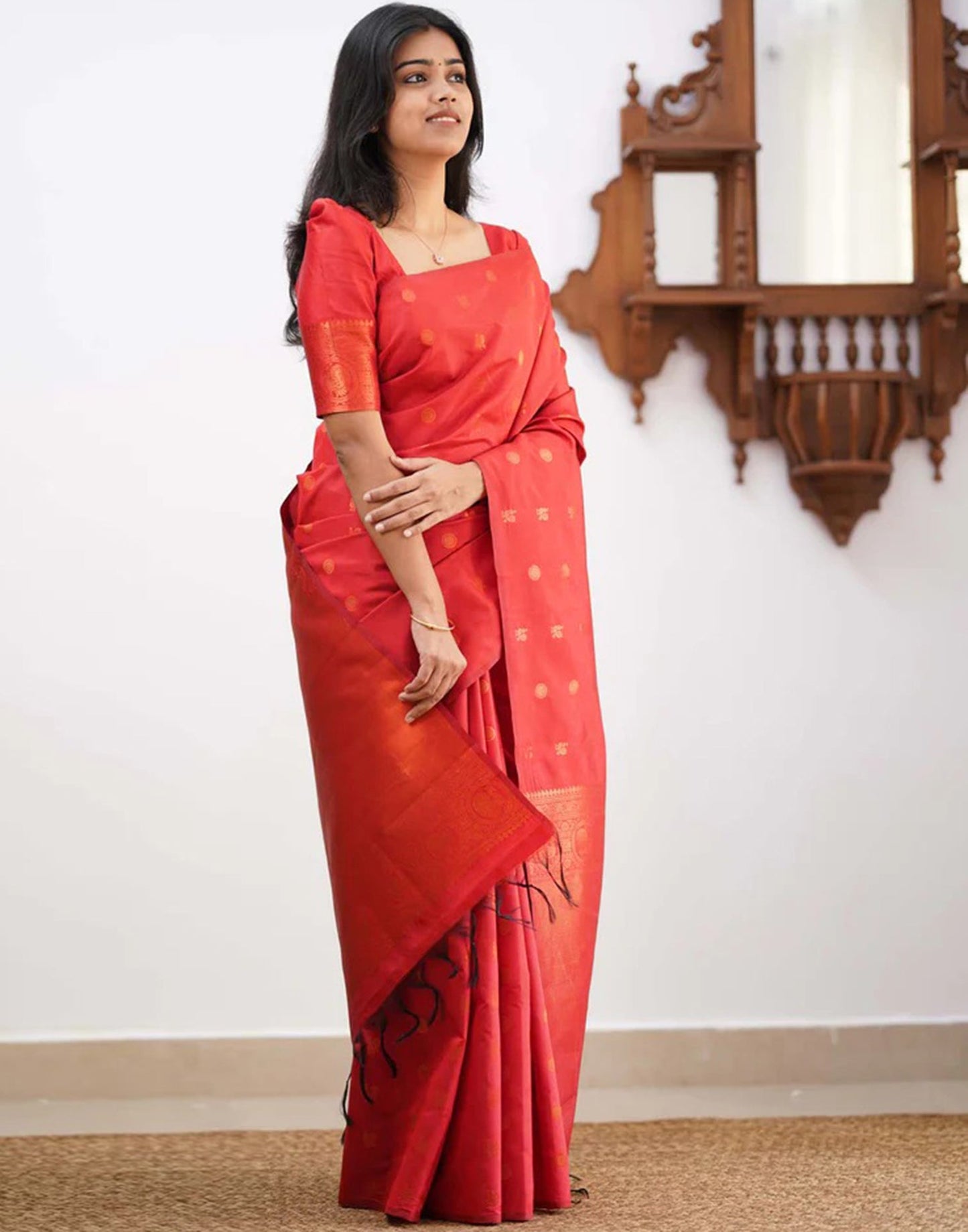 Red Silk Weaving Saree