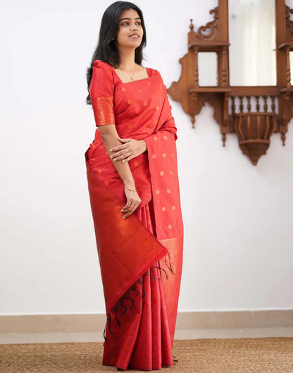 Red Silk Weaving Saree