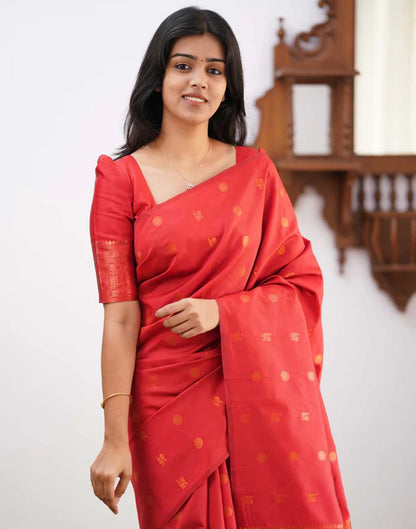 Red Silk Weaving Saree