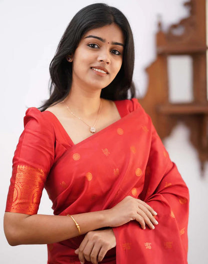 Red Silk Weaving Saree