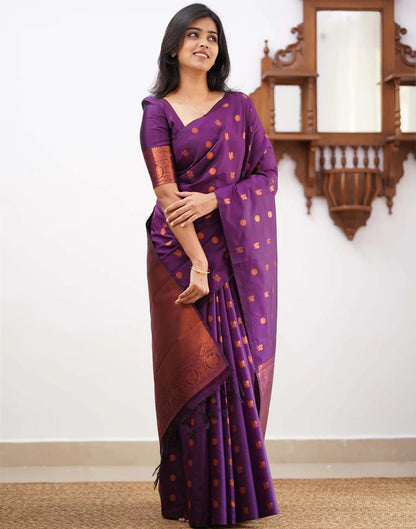 Wine Silk Weaving Saree