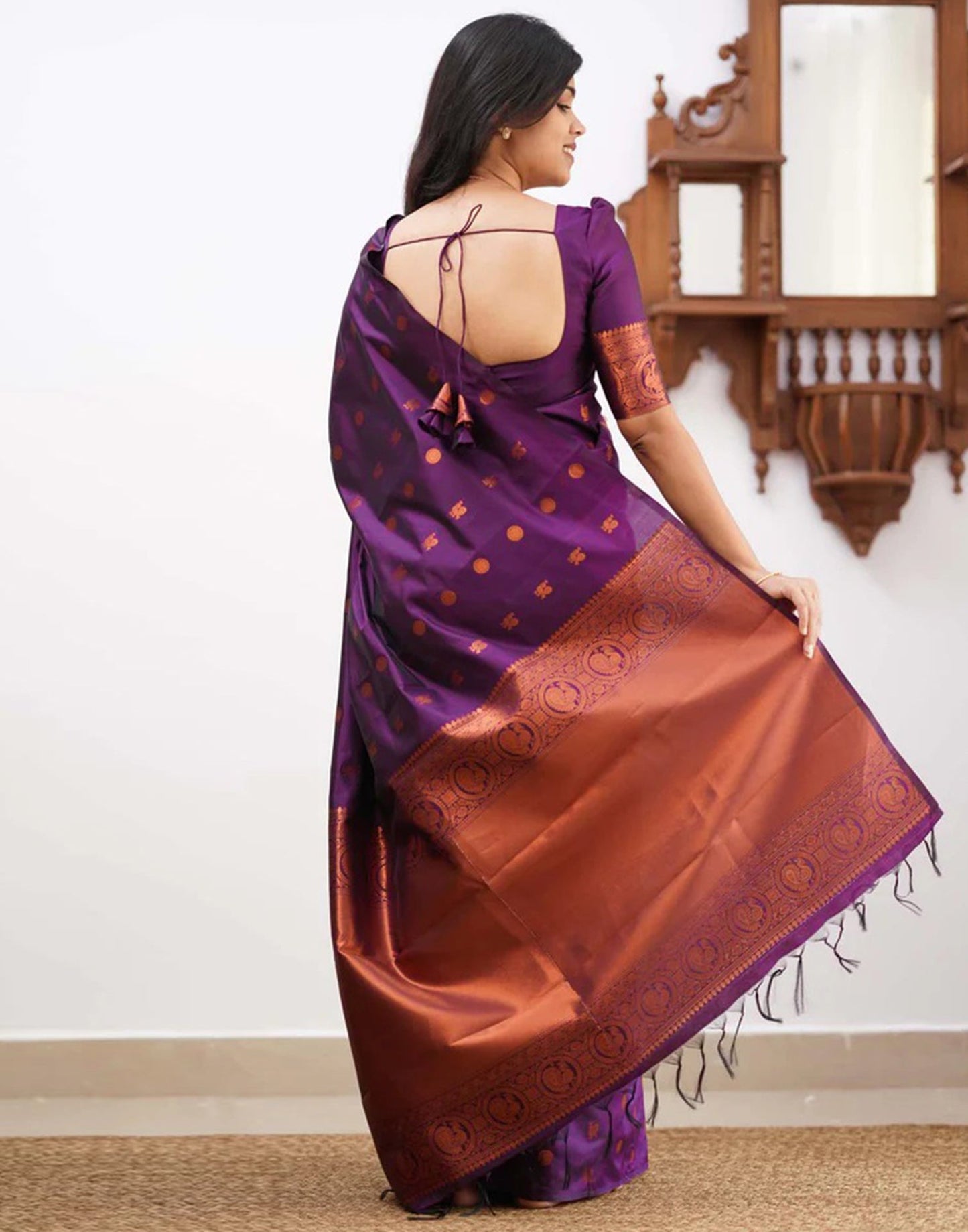 Wine Silk Weaving Saree