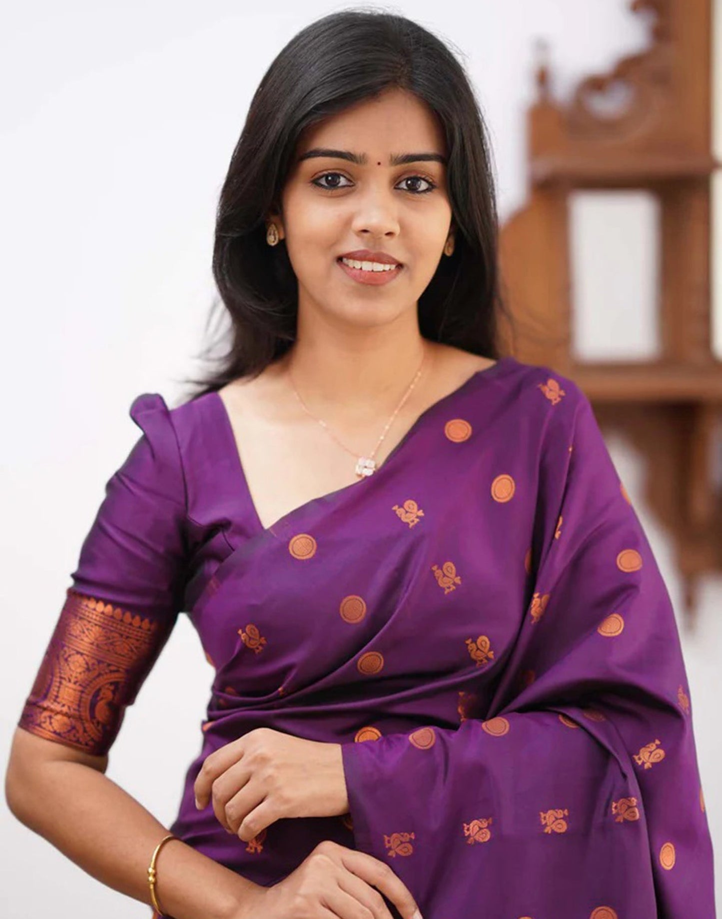 Wine Silk Weaving Saree