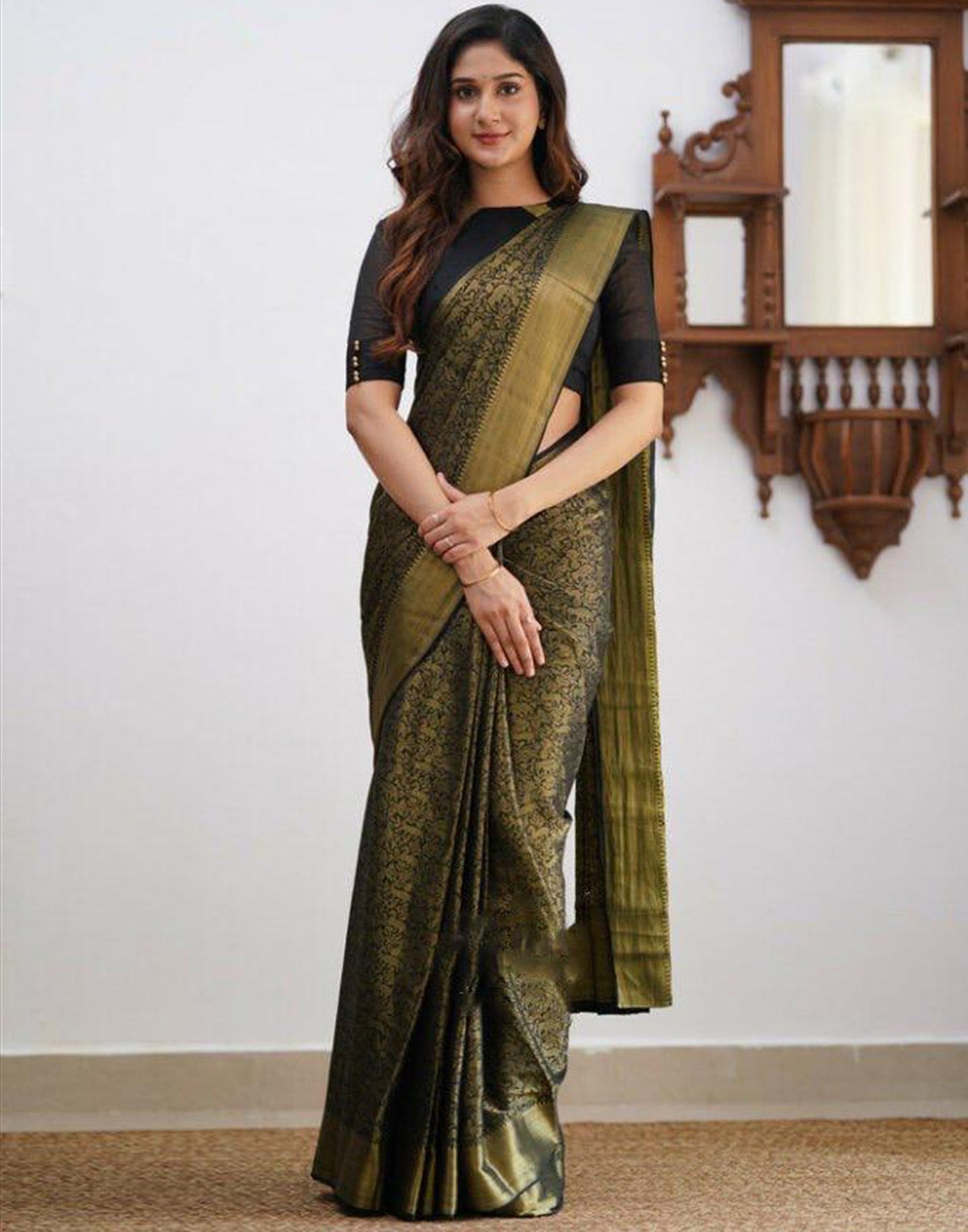 Black Silk Weaving Saree