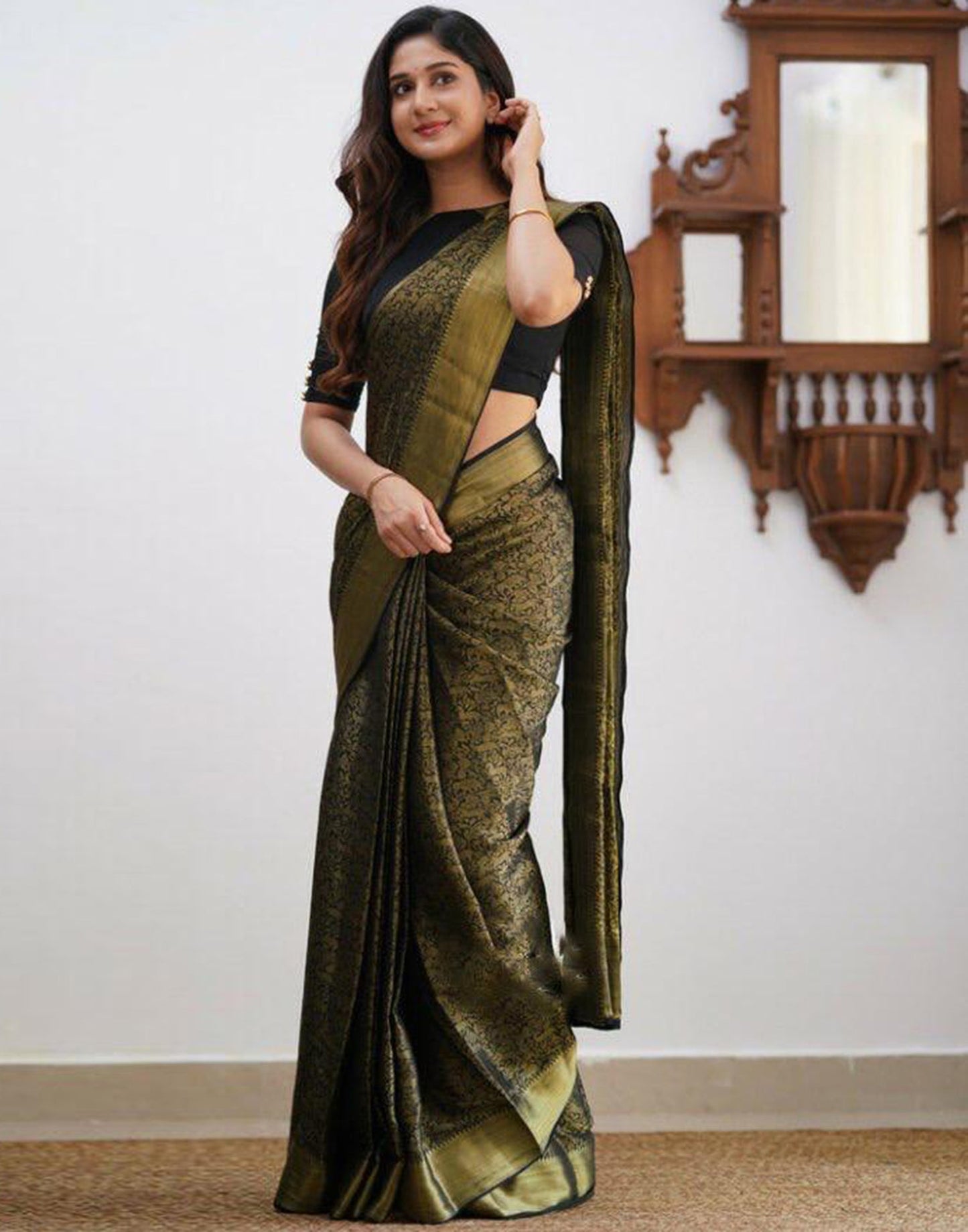 Black Silk Weaving Saree