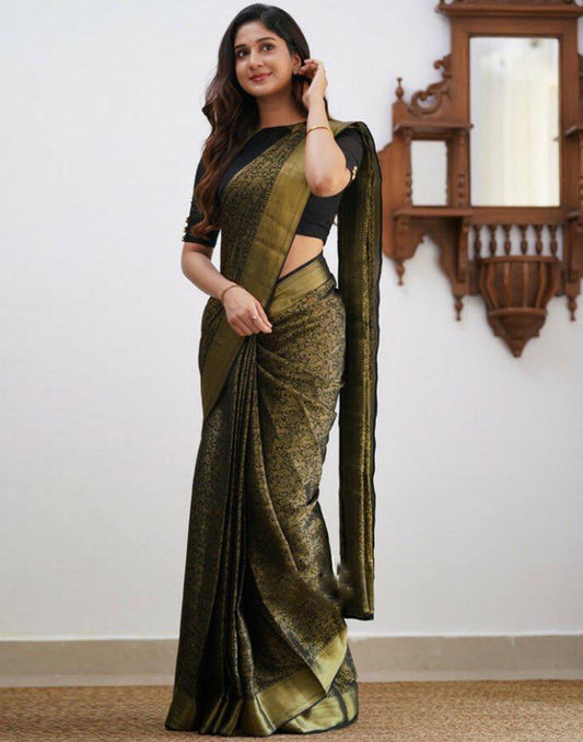 Black Silk Weaving Saree