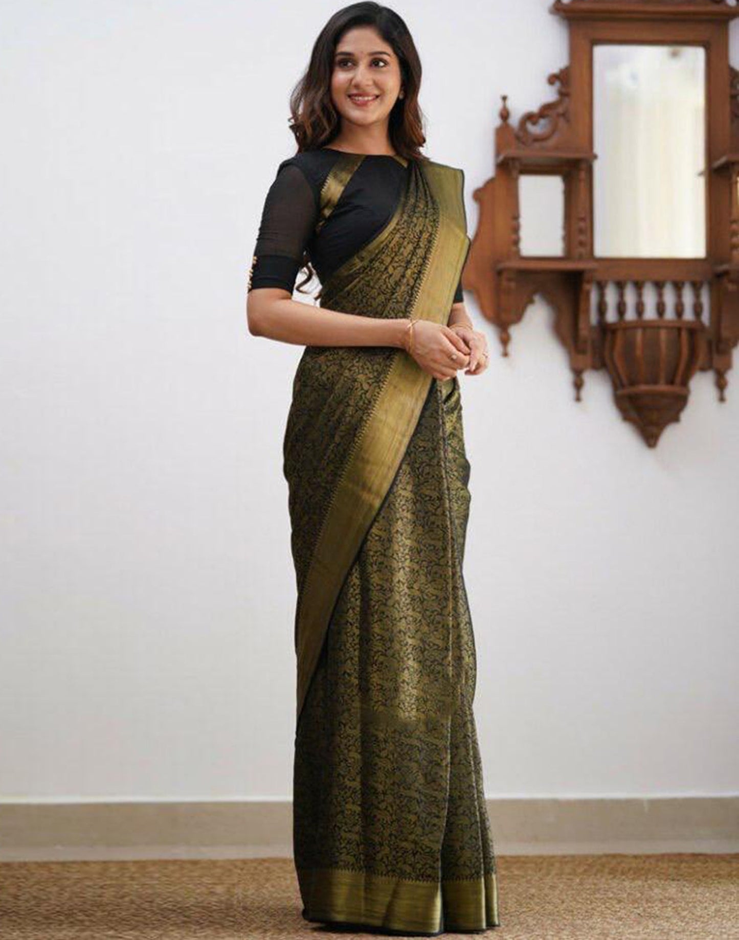 Black Silk Weaving Saree