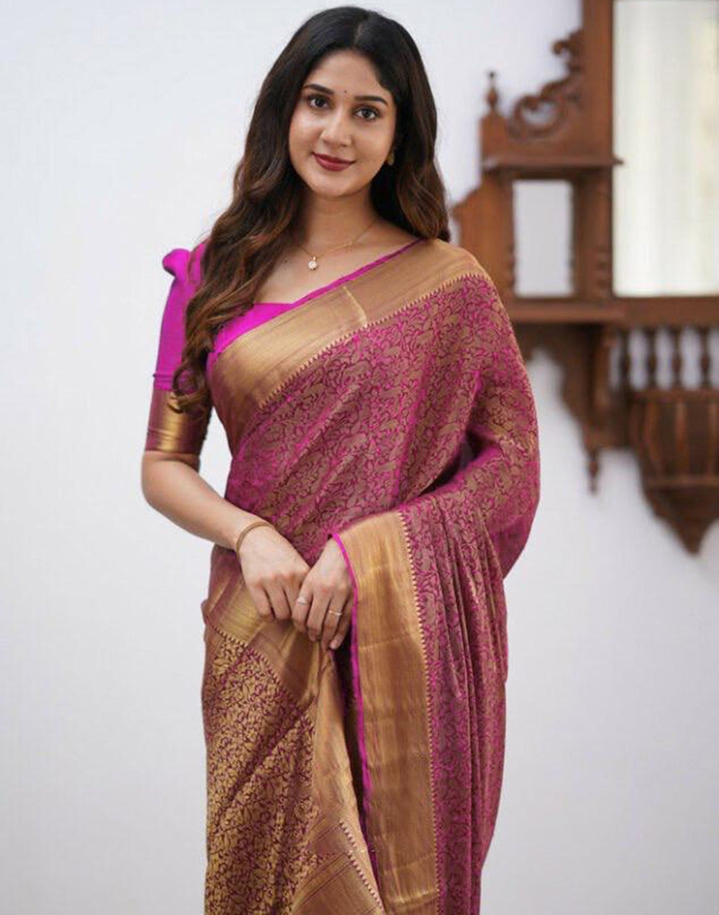 Pink Silk Weaving Saree