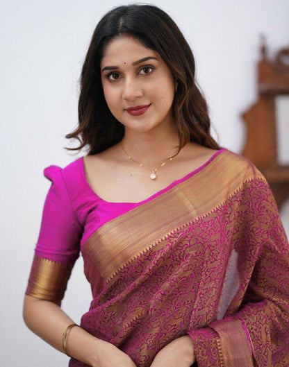 Pink Silk Weaving Saree