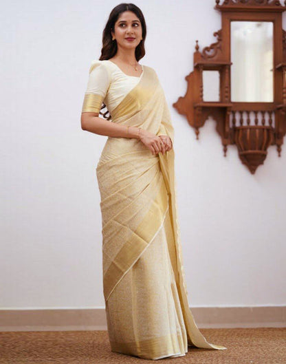 White Silk Weaving Saree