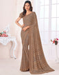 Brown Georgette Printed Saree