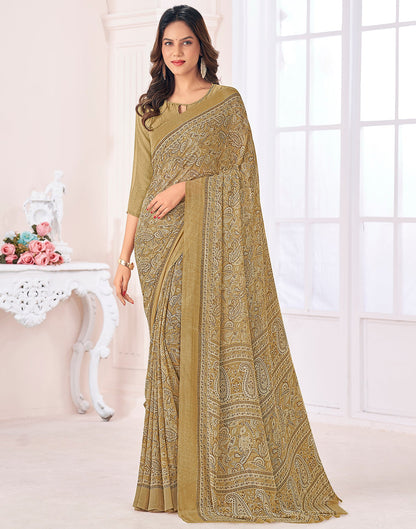 Light Mehndi Green Georgette Printed Saree