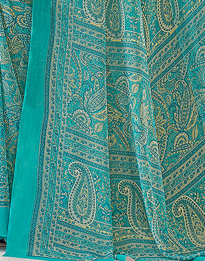 Rama Green Georgette Printed Saree