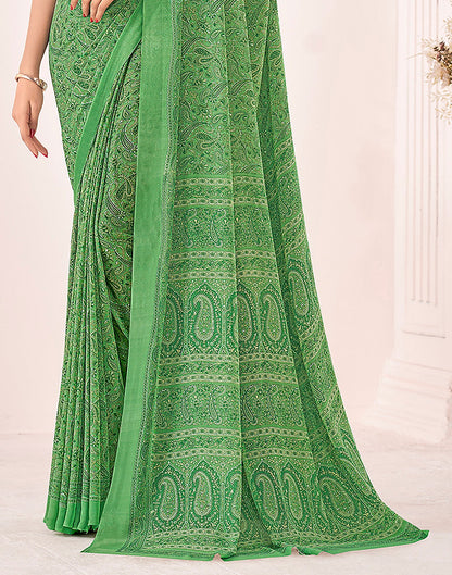 Light Green Georgette Printed Saree