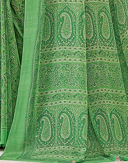 Light Green Georgette Printed Saree